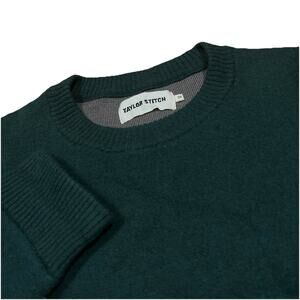 Taylor Stitch Dark Forest Green Wool Blend Crewneck The Double Knit Sweater 36